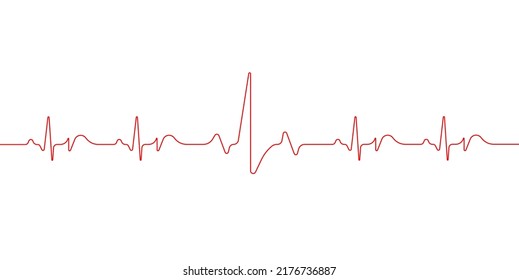 Hearbeat Red Line. Pulse Red Vector Trace. EKG Cardio Line 