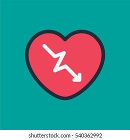 Heard Attack Minimal Color Flat Line Stroke Icon Pictogram Symbol Illustration