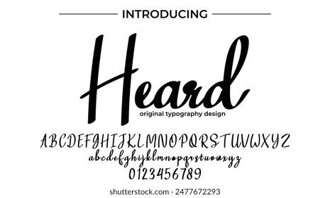 Heard Font Stylish brush painted an uppercase vector letters, alphabet, typeface