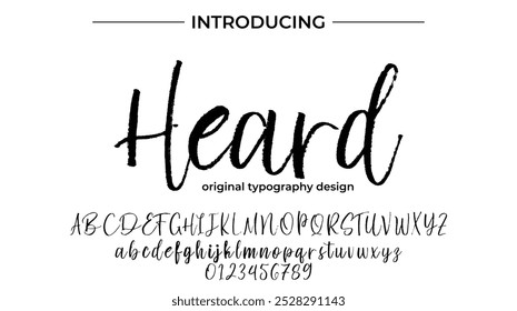 Heard Font Stylish brush painted an uppercase vector letters, alphabet, typeface