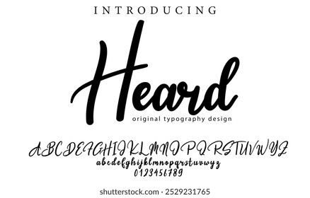 Heard Font Stylish brush painted an uppercase vector letters, alphabet, typeface