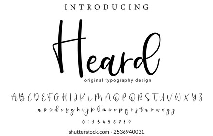 Heard Font Stylish brush painted an uppercase vector letters, alphabet, typeface