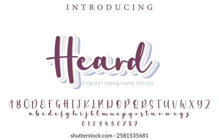 Heard Font Stylish brush painted an uppercase vector letters, alphabet, typeface