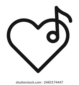 Heard heart note icon Black line art vector