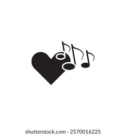 Heard heart note icon black and white vector outline sign