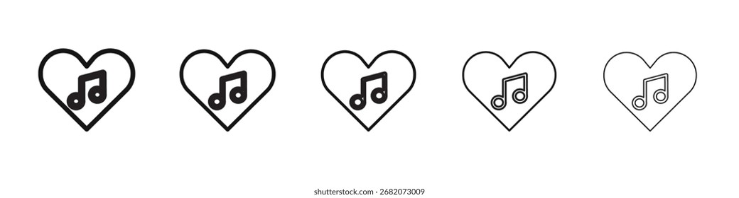 Heard heart note icon black and white vector sign