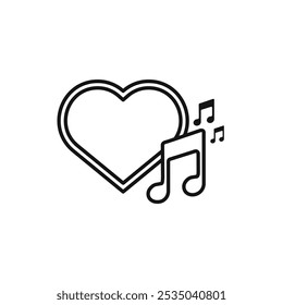 Heard heart note icon Isolated flat vector in outline