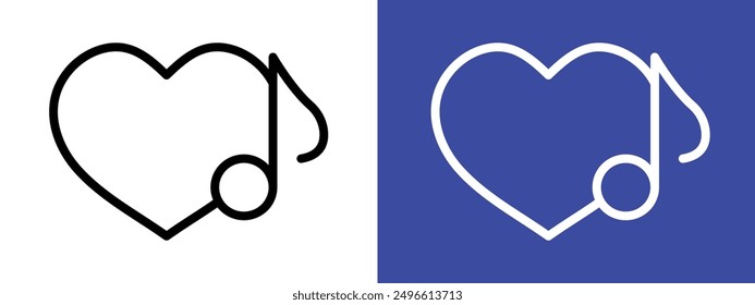 Conjunto de signos de logotipo de nota de corazón oído Vector contorno