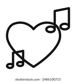 Heard heart note icon mark in filled style