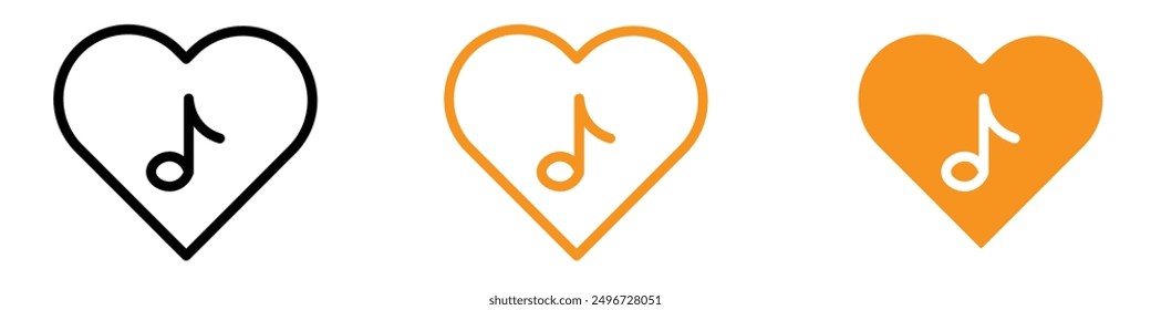 Heard Heart Note Icon Set Ilustraciones de amor musical para proyectos de romance y música