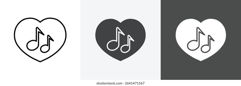 Heard heart note icon set vector art