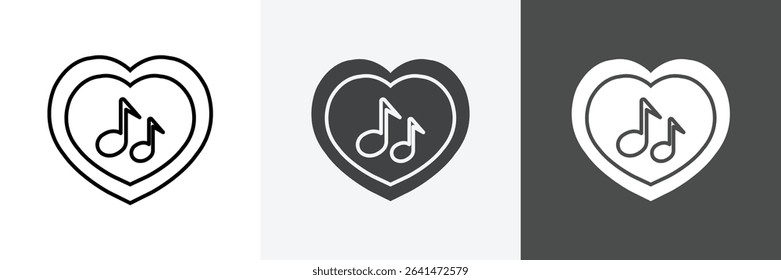Heard heart note icon set vector art