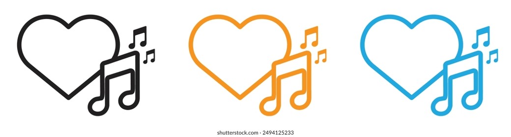 Heard heart note icon vector logo set collection for web app ui
