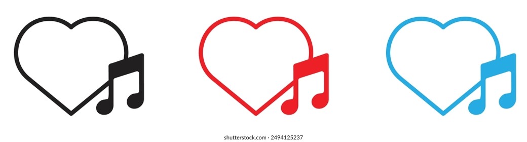 Heard heart note icon vector logo set collection for web app ui