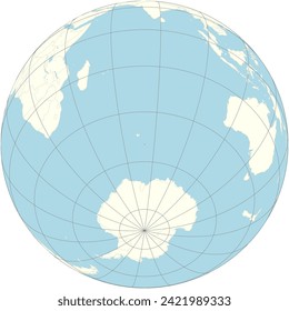 Heard Island and McDonald Islands in focus on the orthographic projection of the world map, rich in natural beauty, located in the Southern Ocean.