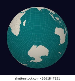 Ilha Heard e Ilhas McDonald no mapa. Globo centrado na Ilha Heard e Ilhas McDonald. Localização do país no mapa mundial. Paleta de cores azul-claro da casa da moeda.
