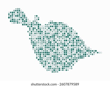 Heard Island and McDonald Islands, shape of the country built of colored cells. Digital style map of Heard Island and McDonald Islands on a white background. Small size rounded square blocks.