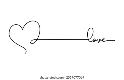 Heard Love continuous art drawing vector design