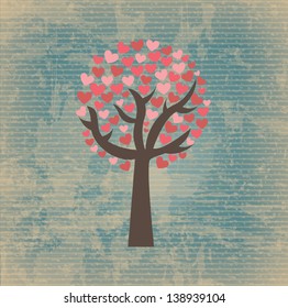 heard tree over vintage background vector illustration