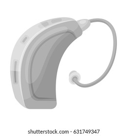 Hearing aid.Old age single icon in monochrome style vector symbol stock illustration web.