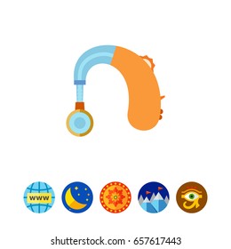 Hearing Aid apparatus, flat icon