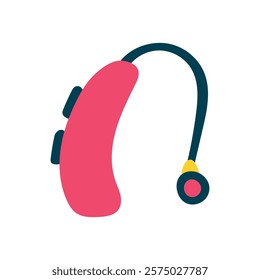 A hearing aid for the deaf. Vector flat-style hearing aid icon. The concept of helping hard-of-hearing people.