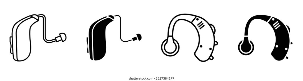 Hearing Aid Device Icons Set