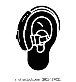 Hearing aid device on ear icon for medical accessibility with medical technology, healthcare equipme