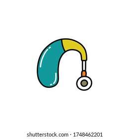 hearing aid doodle icon, vector illustration