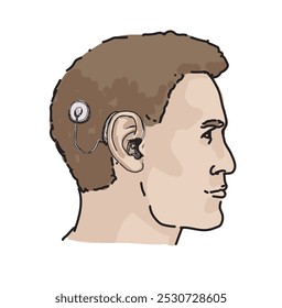 hearing aid ear illustration on person human head