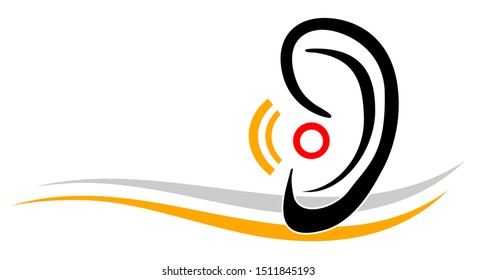 hearing aid in ear vector illustration