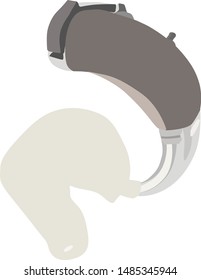 Hearing aid with earmold vector illustration