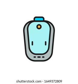 Hearing aid flat color line icon. Isolated on white background