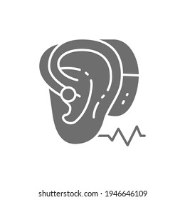 Hearing aid gray icon. Isolated on white background
