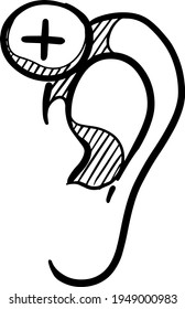 Hearing aid hand drawn. Vector illustration.