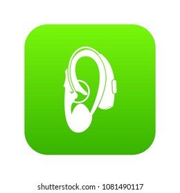 Hearing aid icon digital green for any design isolated on white vector illustration