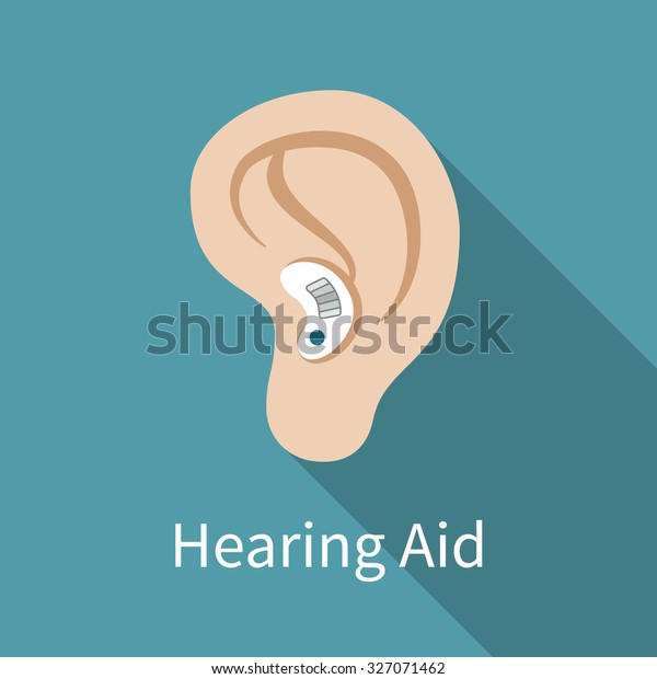補聴器のアイコン フラットデザイン 長い影 耳が聞こえない耳 耳の不自由な問題や難聴のイラスト として使用できる ベクター画像 Eps10 のベクター画像素材 ロイヤリティフリー