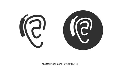 Hearing aid icon medical device vector or ear deaf help amplifier technology line outline art logo graphic, medicine earphone simple graphic design pictogram, audition problem deafness tech mini image