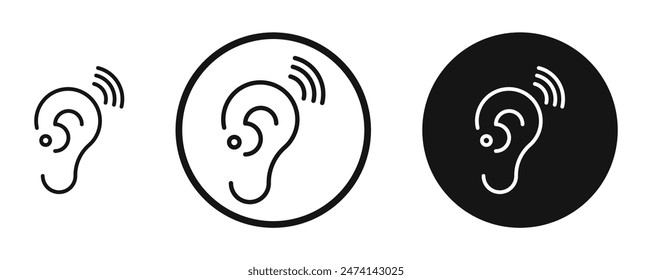 Hearing Aid Icon Set. Assistive Listening Device Vector Symbol.