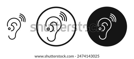 Hearing Aid Icon Set. Assistive Listening Device Vector Symbol.