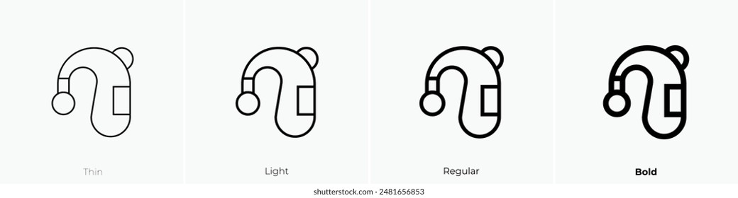 icono de audífono. Diseño de estilo fino, ligero, regular y audaz aislado sobre fondo blanco