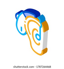 Hörhilfe Symbol Vektorgrafik. Isometrisches Hörunterstützungszeichen. farbige einzelne Symbolillustration