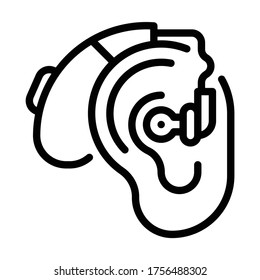 Hearing aid and Innovation Outline icon. Medical Technology Concept.