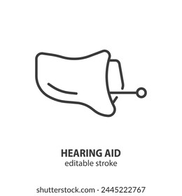 Hearing aid line icon. Ear aid vector symbol. Editable stroke.