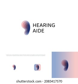 Hearing Aid logo concept, ear assistance, abstract vector logotype