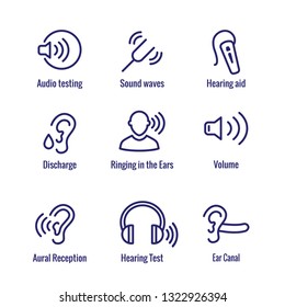 Hearing Aid / loss with Sound Wave Images Set