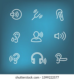 Hearing Aid or loss with Sound Wave Images Set