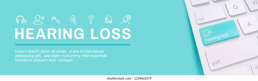 Hearing Aid / loss Web Header Banner with Sound Wave Images Set