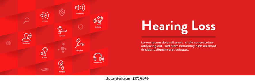 Hearing Aid or hearing loss Web Header Banner with Sound Wave Images Set