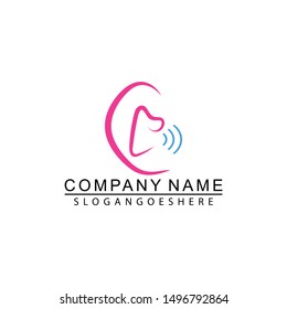 Hearing Aid And Love Logo Illustration In Isolated White Background